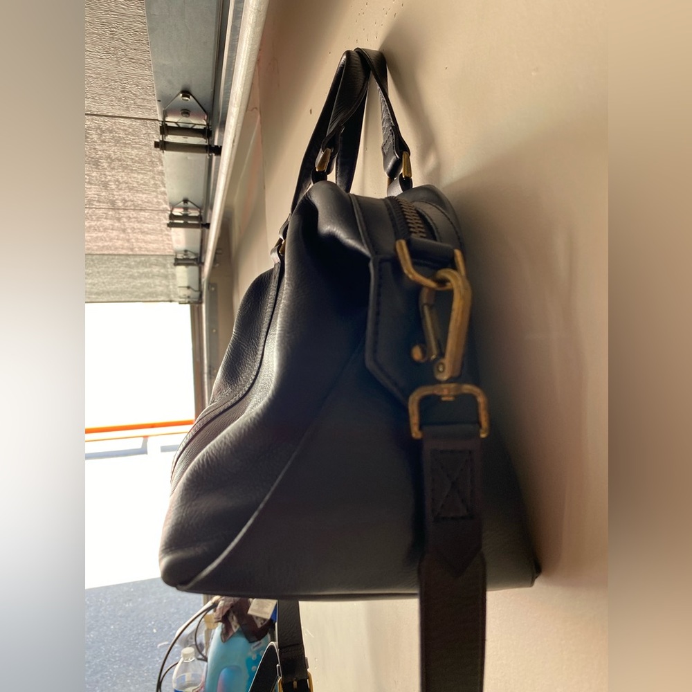 Madewell The Glasgow Satchel Black Pebbled Leather Duffel Bag Monogram JMD - Picture 7 of 15